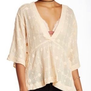Free People Womens Cropped Embroidered Casual Top 
Boho 100% cotton